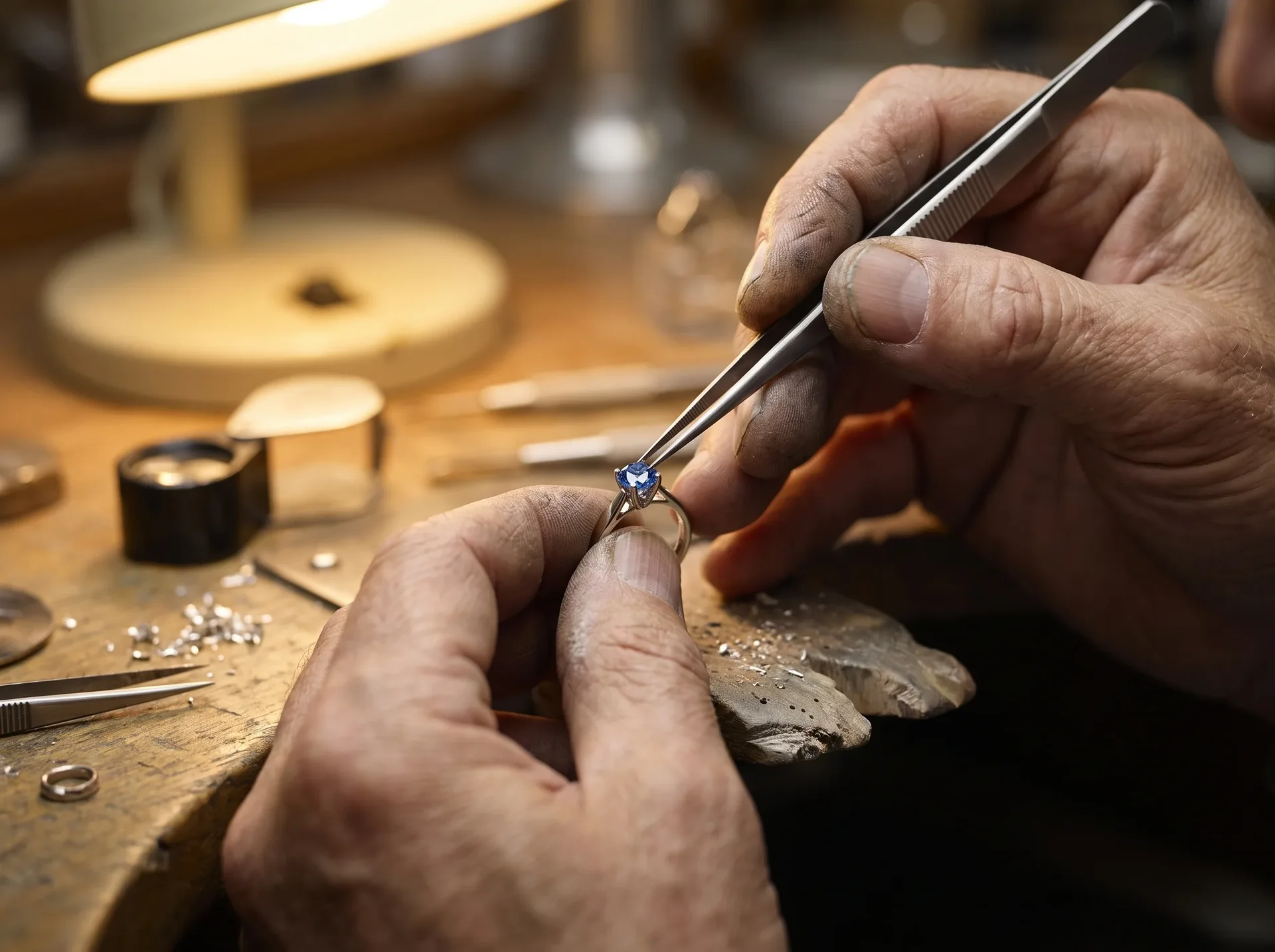 Un artisan joaillier au travail à l'atelier