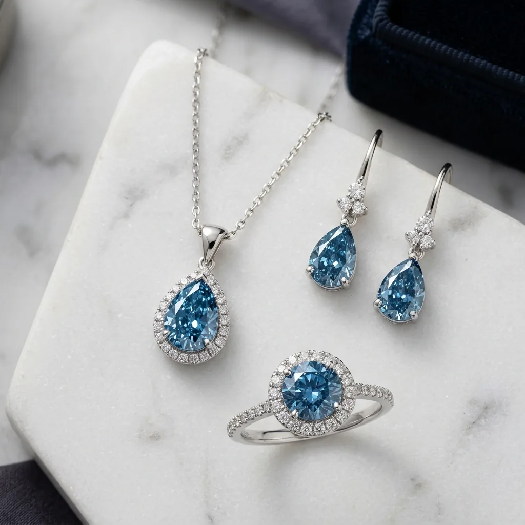 Parure diamants bleus